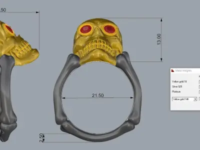 Skull Ring Gold 3D print model