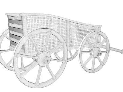 Decorative wooden wagon 3D model