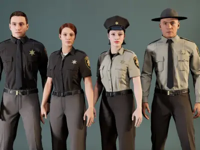 Police Uniform Bundle For MetaHuman - Rigged - Game Ready Low-poly 3D model