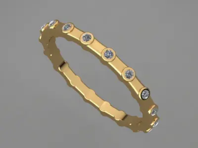 Luxury Full Round Diamond Golden Ring  3D print model