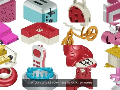 CARTOON GAMES TOYS ASSETS PACK 3D Model Collection