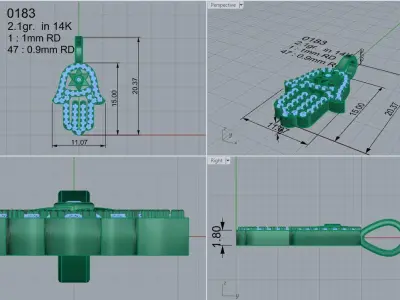 Hamsa Diamond Pendant 0183 3D print model