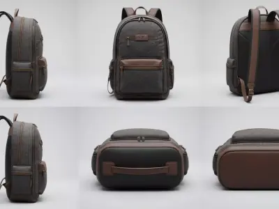 Luxury Backpack 3D Model with SK Logo  Game Ready  Low-poly 3D model