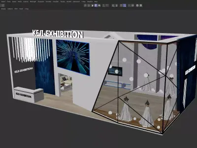 Fashion Exhibition Booth Stand with Glass Showcase  3D model
