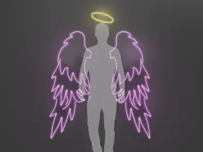 Angel Wings - Neon Sign 3D model
