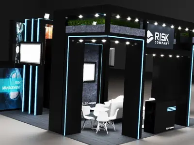 Exhibition booth design all sides opened island 3D model