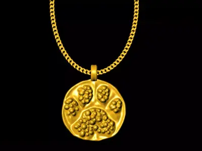 Dog footpath pendant charms - one inch pendant 3D print model