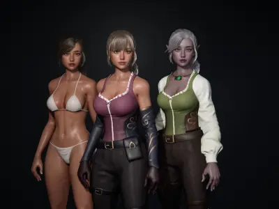 Hero Girl 2 - Customizable Modular Game Ready Low-poly 3D model