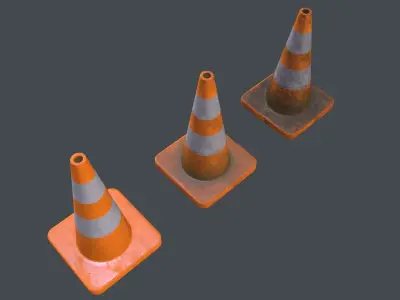 Traffic Cones Low-poly 3D model