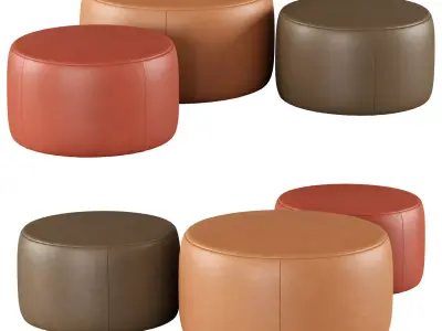 Torres Round Leather Ottoman Three Color 3D model