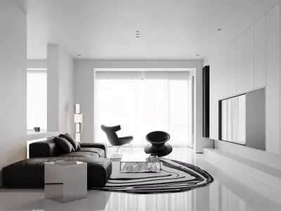 Modern living room dining room interior scenes 156 3D model
