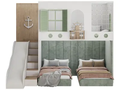 Bunk bed for children 4 3D model