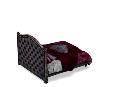 Velvet Dreams Luxurious Baroque-Style Bed 3D model