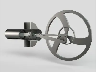 Stirling Engine Low-poly 3D model