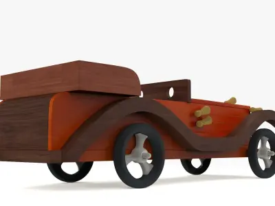 Wooden Showpiece Car Low-poly 3D model