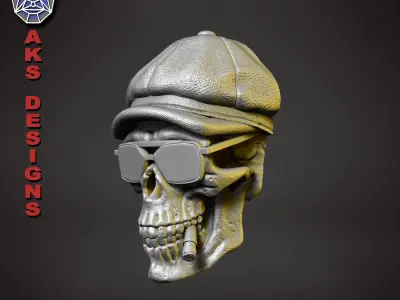 Gangster skull version 2 Bas relief wall decoration 3D print model
