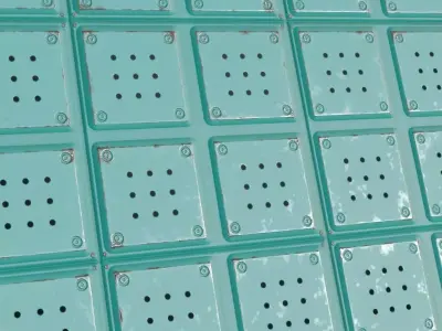 Sci-fi Perforated Blue Metal PBR Seamless Texture