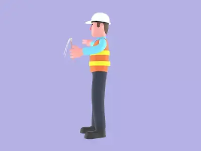 Stylized 3D Male Architect Character - Pointing with Anger 3D model