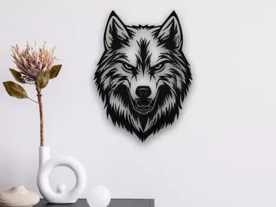 Wolf Wall Art 3D print model