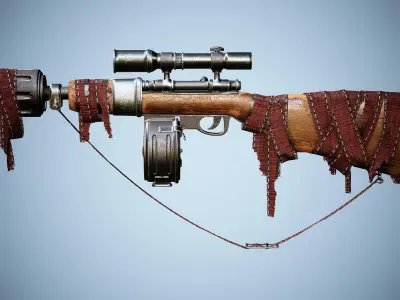 Stylized Rifle 4k PBR   Low-poly 3D model