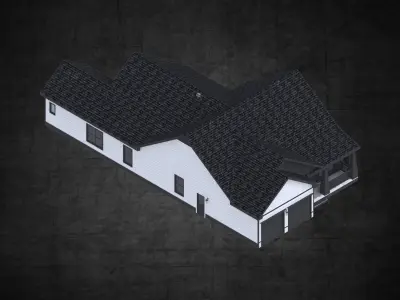 Residential home traditional architectural design  Low-poly 3D model