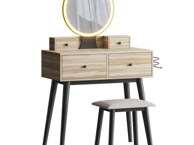 Ensemble coiffeuse avec tabouret et miroir Kyla 3D model