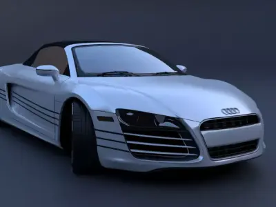 White car Audi R8 Spyder with stripes 3D model