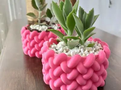 TEXTURED ROPE VASE DECORATIVE PLANT POT 3D print model