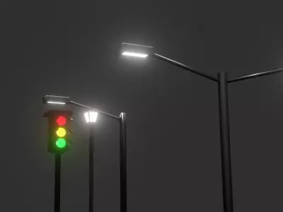 Streetlights 3D Model Pack  Game-Ready Low Poly  Free low-poly 3D model