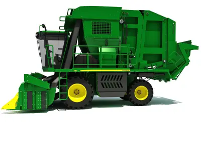 Green John Deere Cotton Picker 3D model