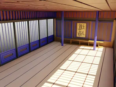 Dojo Hall Low-poly 3D model