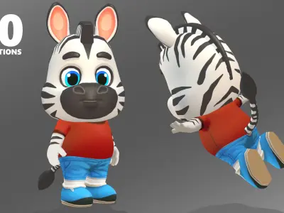 Zebra Animated Rigged Low-poly 3D model