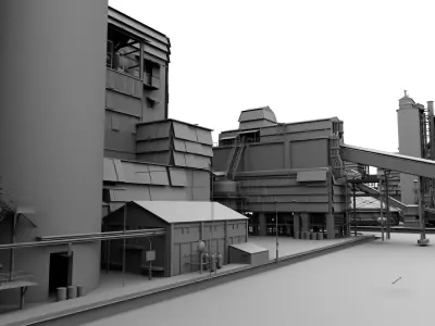 factory mill building 3d model 3D model