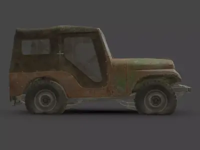 Abandoned Car - Jeep CJ 1954 Low-poly 3D model