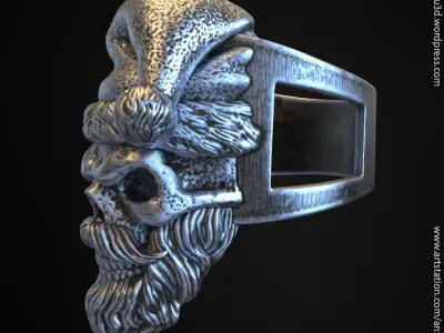 skull ring jewelry Santa claus  vol1 3D print model