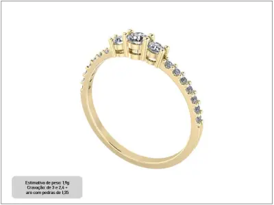 Pacote com 22 aneis de noivado e solitarios 3D print model