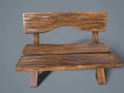 cartoon bench Free low-poly 3D model