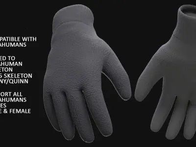 Gloves 53 - All MH Bodies - UE5 Skeletons - Rigged Low-poly 3D model