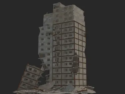 destroyed building Low-poly 3D model