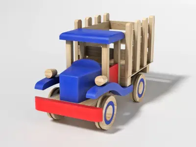 Wooden Toy Truck Car Low-poly 3D model
