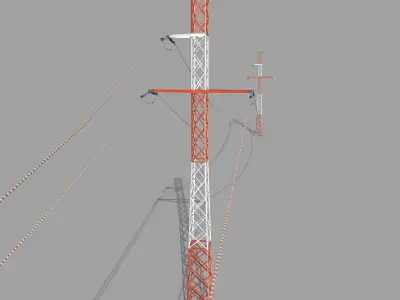 Electricity Pole 29 Low-poly 3D model