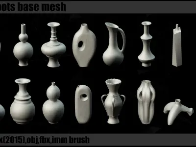 120 Pots Base Mesh   Clean UV    IMM Brush 3D model