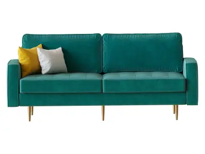 Velvet Fabric Sofa Couch 3D model
