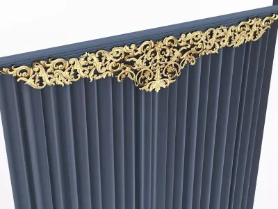 Cornice Classic Curtain 013 Low-poly 3D model