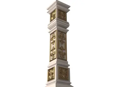 Stair Baluster 07 White Low-poly 3D model
