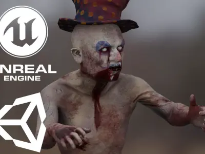 Scary Clown 2 Low-poly 3D model