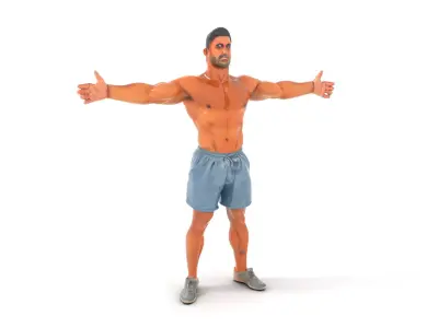 Athletic Male Figure Model Pack with Detailed Anatomy Low-poly 3D model