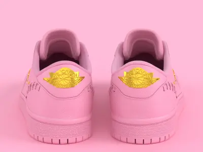Air Jordan 1 Low Method of Make Perfect Pink Metallic Gold Low-poly 3D model