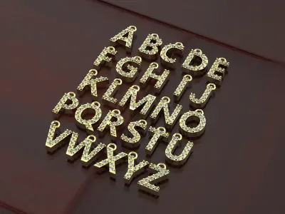 A-Z Diamond Letter Pendant 3D print model