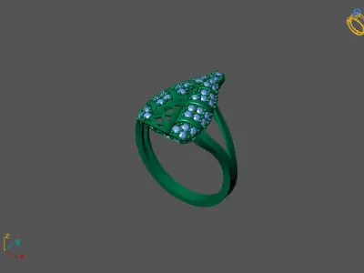 STL 3DM Women Ring Womens Ring Diamonds With Stone Model 3D print model
